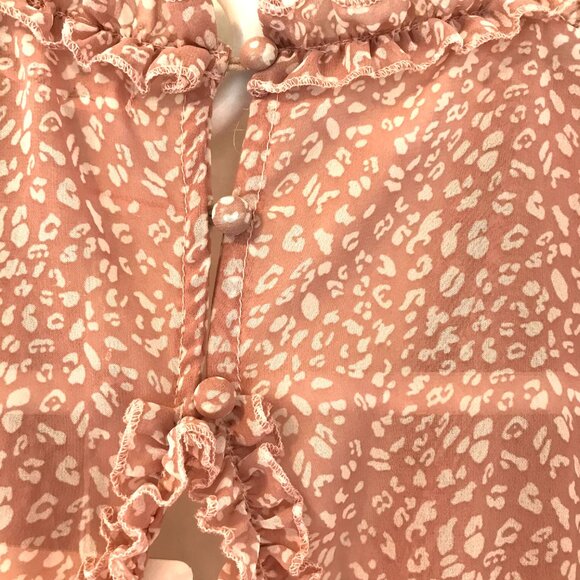 NWT Saints Secrets mini dress pink women's S open back tiered long sleeve party - Picture 4 of 8